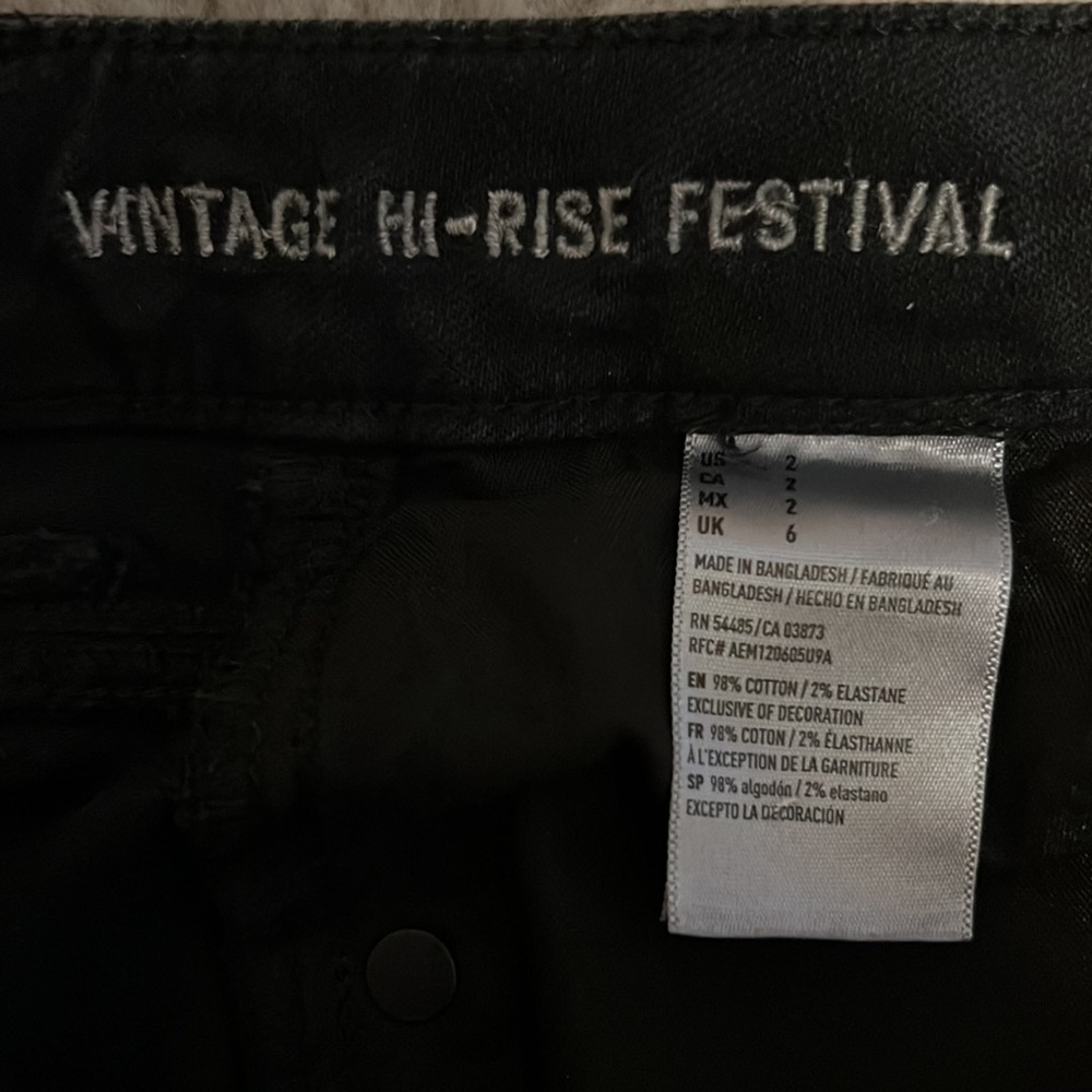 American Eagle Outfitters Stretch Black Ripped Jean High-Rise Shorts, Women’s 2 - Picture 6 of 8